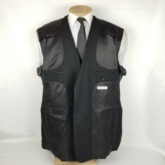Pronto Uomo Mens Suit 54L Black Wool 2 Button - Picture 7 of 12